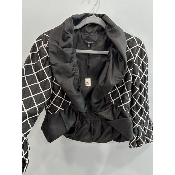 NEW Samuel Dong Quilted Cropped Jacket Size S Black White Grid Print Avant-garde - Picture 4 of 8